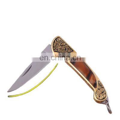 Factory Acrylic pocket knife camping folding blade knife stainless steel blade brass with acrylic Handle