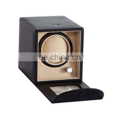 Glass Window 2 Automatic Rotors Leather Watch Winder Display