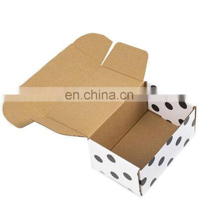 oem odm white custom Small black polka dot corrugated cardboard mailer transport box Cardboard delivery shipping box