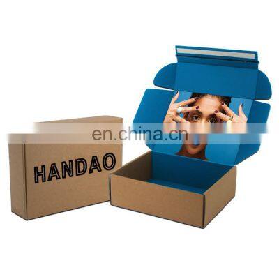 Custom Logo Self Adhesive Screen Printing Kraft Paper E-commerce Shipping Box Zipper Tear Corrugated Paper Packing Box