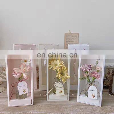 Custom Logo Cardboard Gift Sliding Box Drawer Paper Box With Clear Window for Flower Packaging
