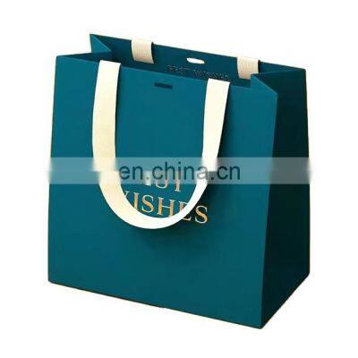 Personalized designed paper bags logo on printed paper market shopping custom print gift bag with handle