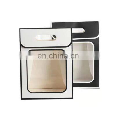 Custom LOGO Fast Delivery Custom Luxury white paper Bag For Flower notebook gift Paper Bag With Window handbag