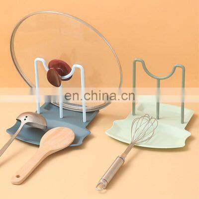 Kitchen Organizer Pot Lid Storage Rack Shelf Countertop Punch-free Spoons Pad Bracket Home Kitchen Accessories Tools