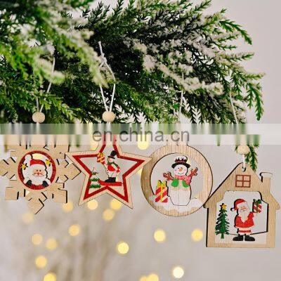 12Pcs Christmas Wooden Pendants Xmas Tree Ornaments Home Hanging Decor Christmas Decorations for Home Navidad 2022