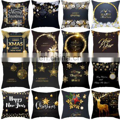 Gold Black Snowflake 2022 Christmas Pillowcase Xmas Decor for Home Decor for Christmas Ornaments Xmas Noel Santa Claus