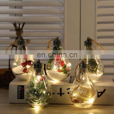 2022 new LED transparent christmas ball Christmas tree decoration pendant plastic bulb ball
