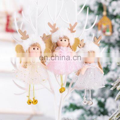 Christmas Plush Angel Girls Doll Xmas Tree Hanging Pendants Christmas 2022 Decor For Home 2023 Kids Navidada Gifts Favor