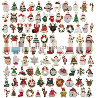 96Pcs Mix Size Alloy Metal Christmas Drop Oil Charms Gold Pendant For DIY Bracelet Necklace Jewelry Making