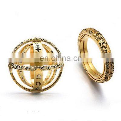 2021 New Vintage Astronomical Ball Rings For Women Men Creative Complex Rotating Cosmic Finger Ring Jewelry