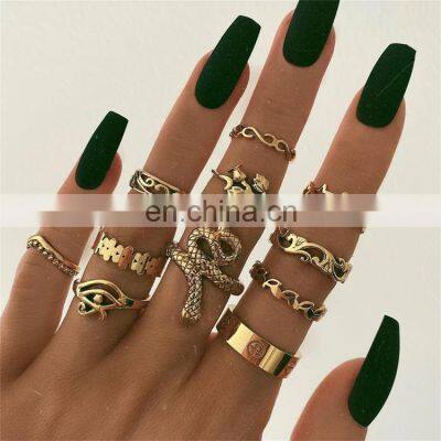 Boho Vintage Gold Star Knuckle Rings For Women BOHO Crystal Star Crescent Geometric Female Finger Rings Set Jewelry 2022