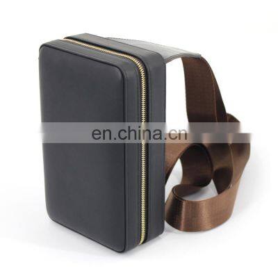 portable wooden cedar lining cigar cutter packaging bag travel humidor PU leather cigar case for for xiga