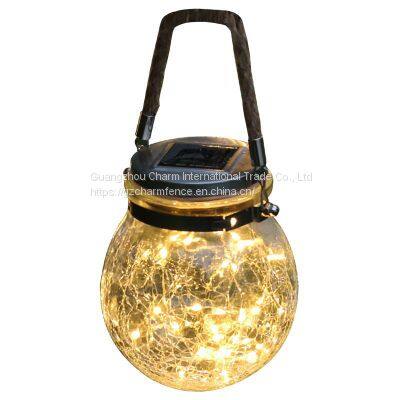 Solar glass crack lamp outdoor decorative hanging lamp LED copper wire glass hanging lamp