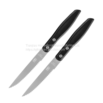 4 inch Kitchen Steak Knife Set with PP Handle Restaurant Tableware Black Full-Tang Double Rivet Stainless Steel Steak Knives