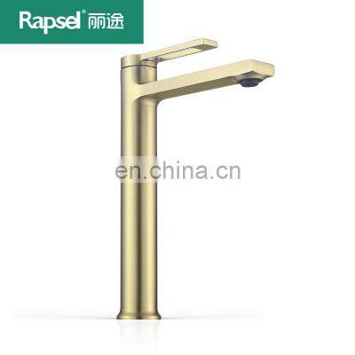 Stainless steel Taps Single Lever Faucet High Quality Brushed Gold Long Body Wash Basin Faucet