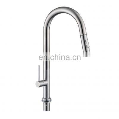 Pull Out Faucet for Kitchen Sink Single Handle with Pull Down Sprayer Stainless Steel Brushed Kitchen Faucets