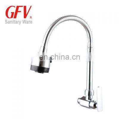 Single cold flexible zinc kitchen faucet with pull out sprayer sanitary ware china