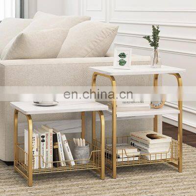 Nordic 2/3 tier living room Sofa side table modern end table storage coffee table bed side