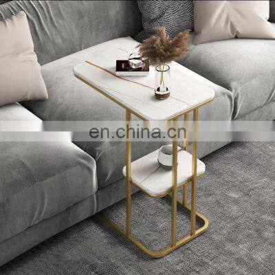 Nordic Rectangle Marble Coffee Table Living Room Tea table set small Light Luxury white and gold side table modern