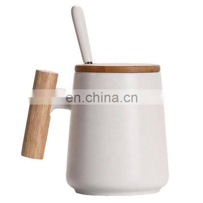 Luxury coffee mugs 450 ML coffee cups porcelain ceramic mugs with Lid and spoon