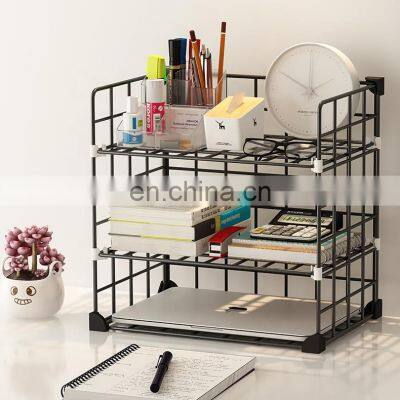 Wholesale book shelf modern rack children bookshelves kids desktop tabletop iron bookshelf