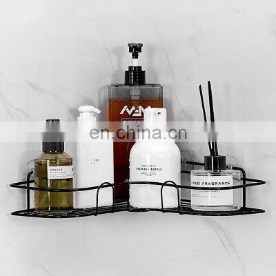 Wall Mounted Mesh Shower Corner Shelf No Drilling Corner Kitchen Racks Adhesive Bathroom Shelf