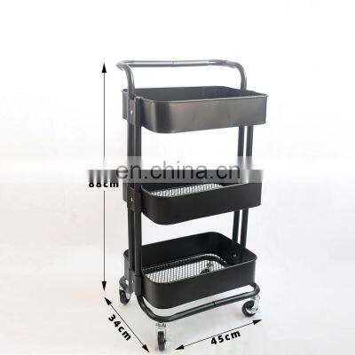 High quality 3 layer kitchen storage rack fruit and vegetable trolley cart with wheels