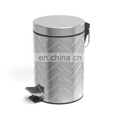 3L Pressing Wave Pedal Trash Can Stainless steel Waste Bin for Bathroom Restroom Toilet with Plastic inner Bucket