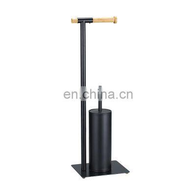 Bathroom Standing Toilet Brush and Paper Holder With Bamboo