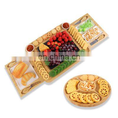 Lazy Susan Bamboo Charcuterie Board Wood Cheese Board With Fruit Tray