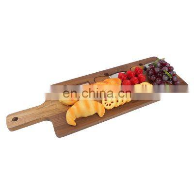 Walnut Wood Cutting Chopping Cheese Board With 3 Piece Stainless Steel Cheese Utensils With Wooden Handles