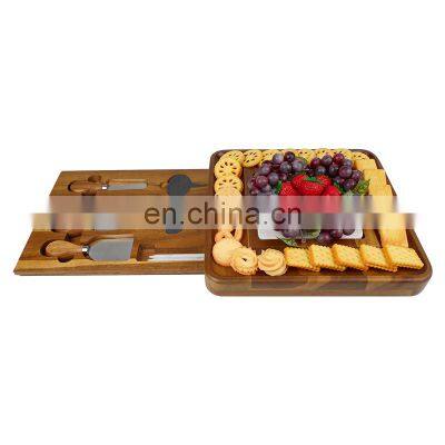 Large Thick Wood Cheese Board Plate Charcuterie Board Platter Set Serving Tray With Cutlery Set For Birthday