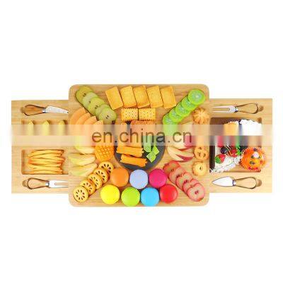 Bamboo Wood Charcuterie Board Set Cheese Serving Platter Set With Ceramic Cups