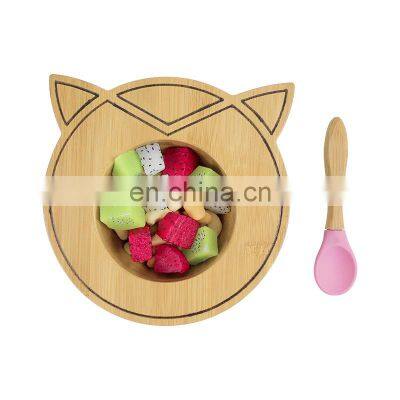 Heart Shaped Bamboo Plates Baby Toddler Suction Plate Bowl For Weaning Babies