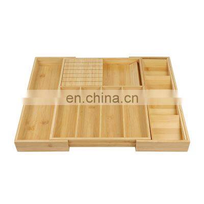 Tableware Bamboo Expandable Drawer Organizer Cutlery Box