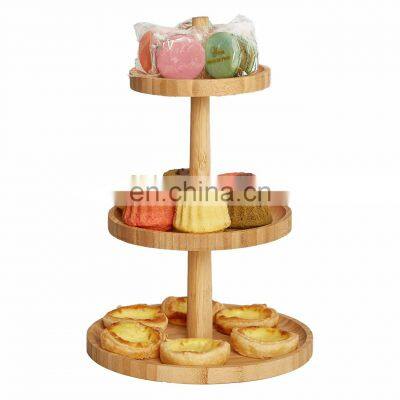 3 Tier Bamboo Food Serving Tray Fruit Platter Wedding Cupcake 3 Tier Cupcake Stand Holder For Home Party