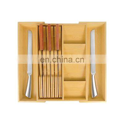 Multifunctional Expandable Bamboo Kitchen Silverware Drawer Organizer Adjustable Utensil Cutlery Organizer Tray