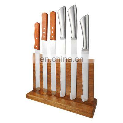 Large Capacity Safer Natural Wooden Knife Block With Double Side Magnetic Transparent