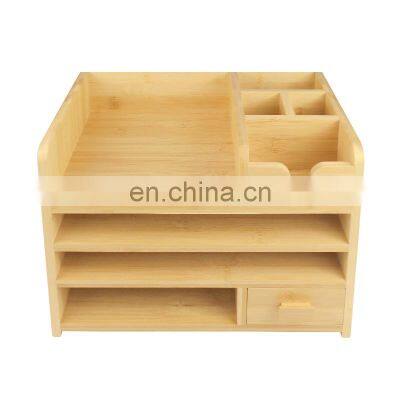 Bamboo Desk Storage Drawer Box Tabletop Storage Container with Drawers for Office Home