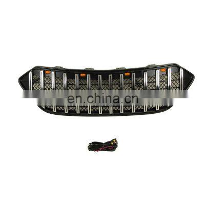 New Off road Auto Parts Other Exterior Accessories Chrome Front Grill Car Grille With Lights Fit For Hyundai Santa Fe 2016-2019