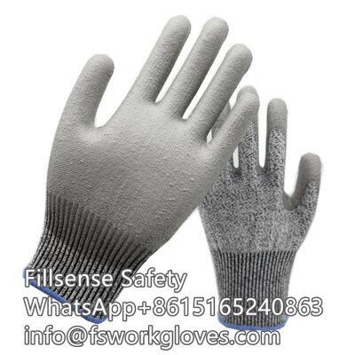 Anti Cut Level 5 UHMWPE/HPPE Liner PU Coated Cut Resistant Work Gloves Anti Cut Gloves Non Cut Gloves
