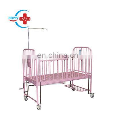 HC-M021 Hand-operated foldable Two-function Stainless Steel pink color guardrail/Frame Children hospital bed