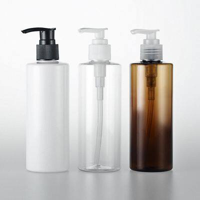 Wholesale empty 250ml 350ml flat shoulder shampoo shower gel liquid soap body lotion pump bottle in stock