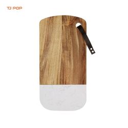 Oval shape Acacia Wood Chopping Board Wooden&Marble Cheese Food Fruit Charcuterie Cutting Board with Hide Rope