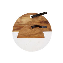 Custom/Wholesale Round Cutting Board with Hanging Hole Acacia Wood and Marble Chopping Block Charcuterie Food Bread Cheese Board