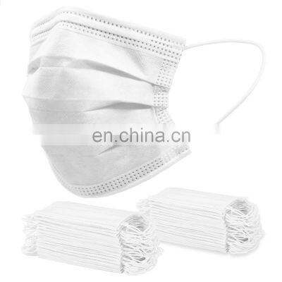 Wholesale 3Ply Non-Woven Ear Loop with nose clip Blue 50Pack disposable white face mask