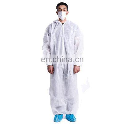 Disposable Isolation Coveralls, Front Zipper Elastic Wrists Ankles, Polypropylene PP Protective Coverall Dust-proof