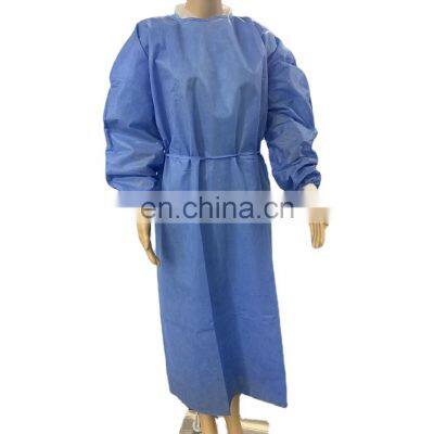Non woven blue sms isolation gown with cuff