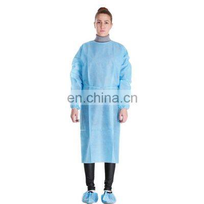 Polypropylene lab gowns knit cuff long sleeve blue pp medic surgical grown with arm knit