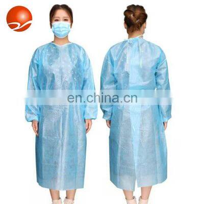 Disposable Safety Clothing PP+PE Non-woven Isolation Gown Long Sleeve Visitor Gowns